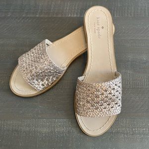 Kate Spade Berlin Rose Gold Woven Slide Sandals Size 9.